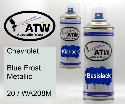 Chevrolet, Blue Frost Metallic, 20 / WA208M: 400ml Sprühdose + 400ml Klarlack - Set, von ATW Autoteile West.